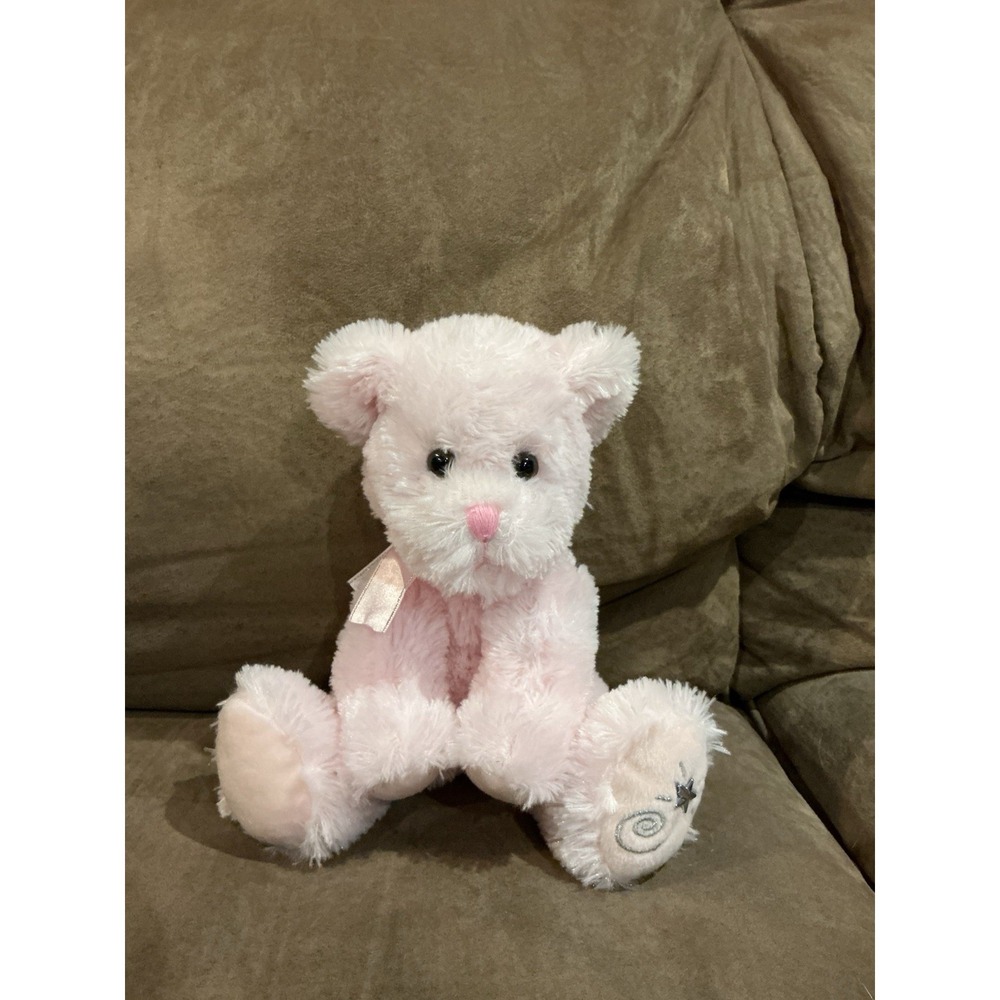 Russ Shining Stars Pink Bear Plush Stuffed Animal 2006 Silver Star Paw Toy